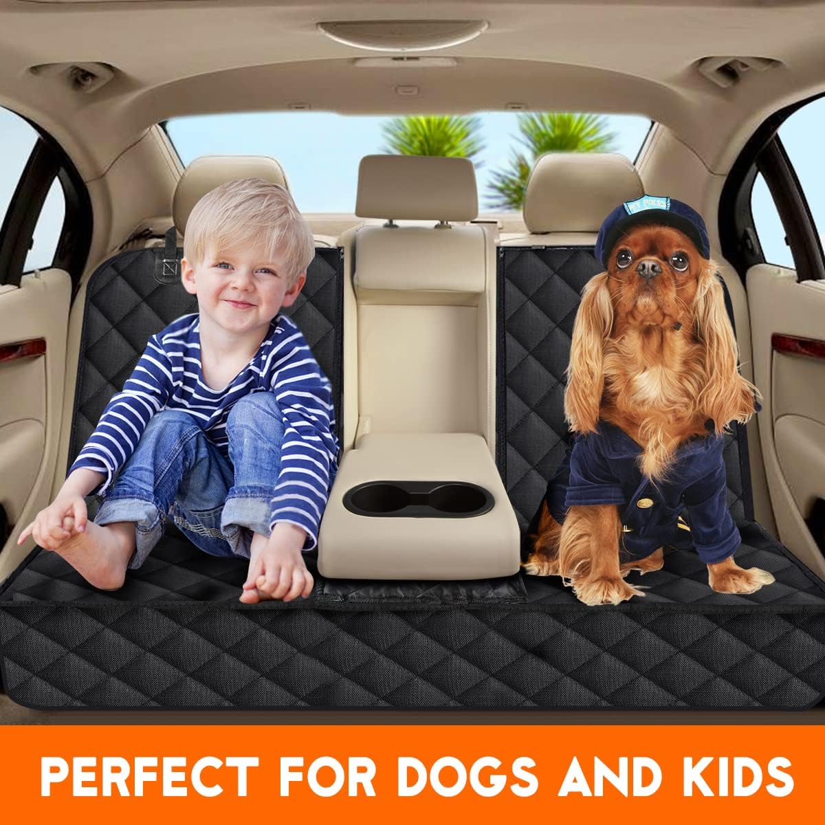 Dog Car Seat Cover – Waterproof Back Seat Protector with Armrest Access | Fits Cars, Trucks & SUVs