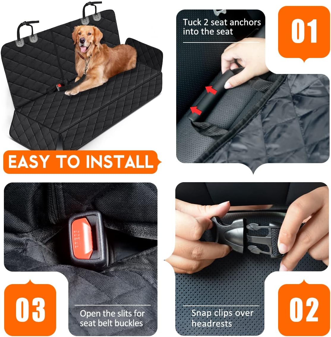 Dog Car Seat Cover – Waterproof Back Seat Protector with Armrest Access | Fits Cars, Trucks & SUVs