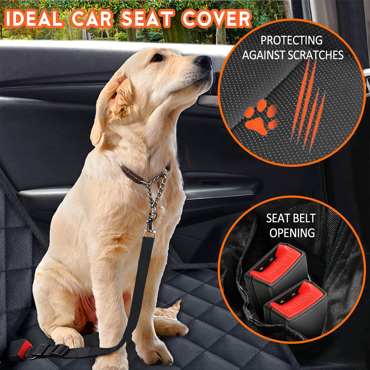 Dog Car Seat Cover – Waterproof Back Seat Protector with Armrest Access | Fits Cars, Trucks & SUVs