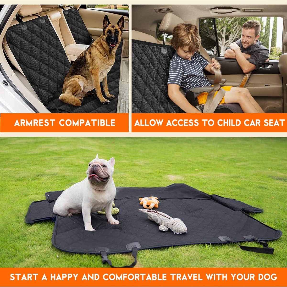 Dog Car Seat Cover – Waterproof Back Seat Protector with Armrest Access | Fits Cars, Trucks & SUVs